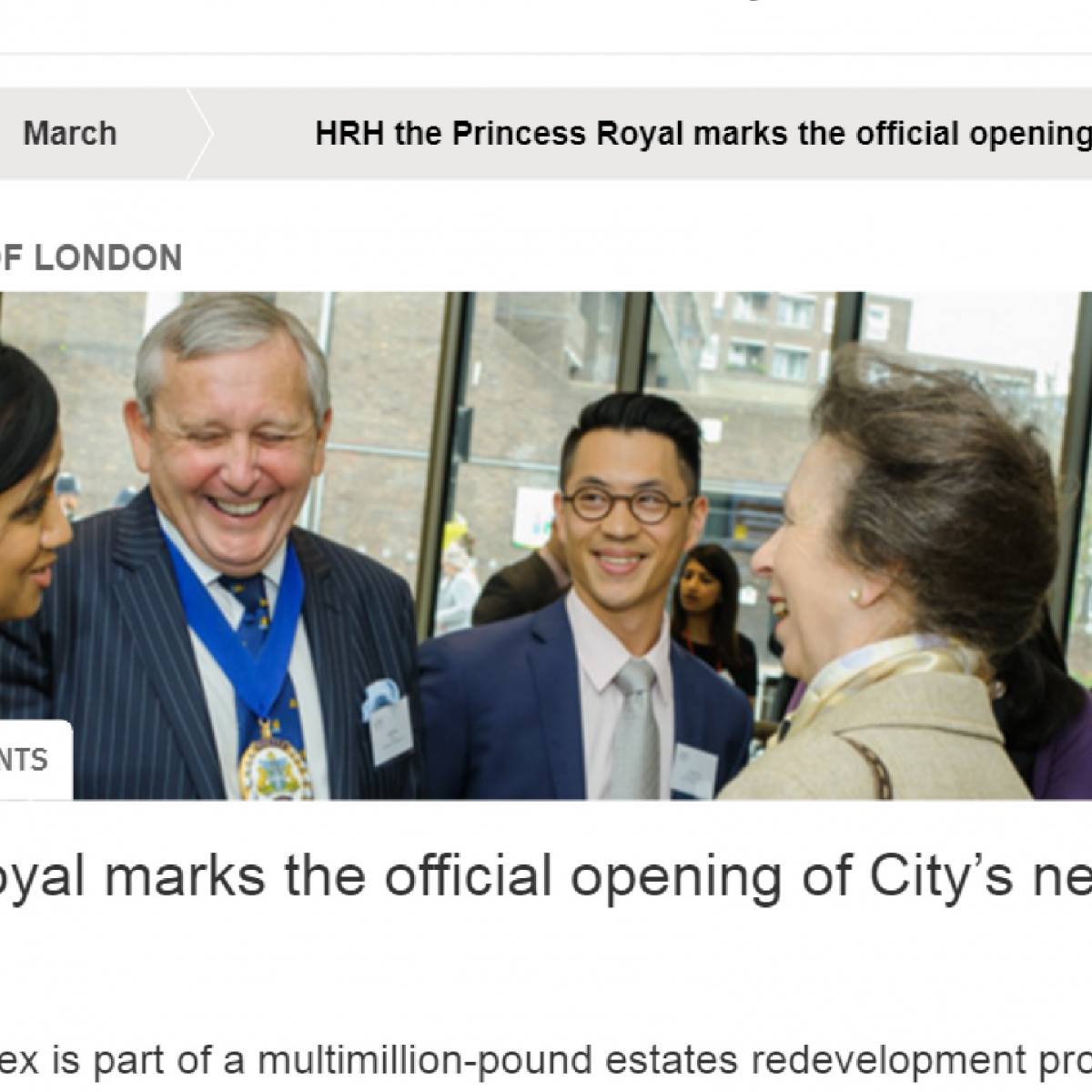 headline of Connan Tam meeting the Princess Royal